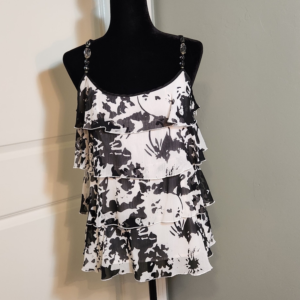 Lapis Layered Ruffled Floral Top